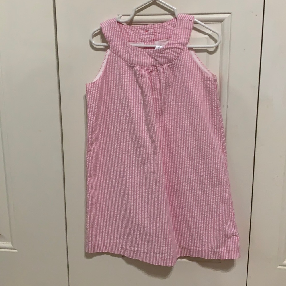 EUC - Girl’s Seersucker Pink and White Dress 5T